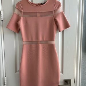 Gianni Bini Mini Sheer Salmon colored Shapely Fun Party Cocktail Dress